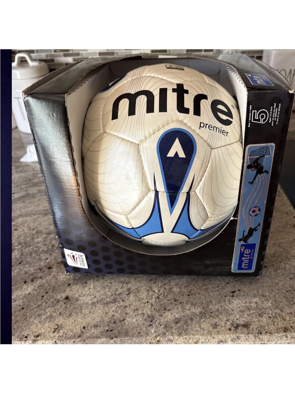 Mitre Premier White and Blue Kids Soccer Ball-Brand New Size 5
